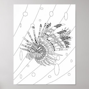 Lionfish Adult Colouring Poster