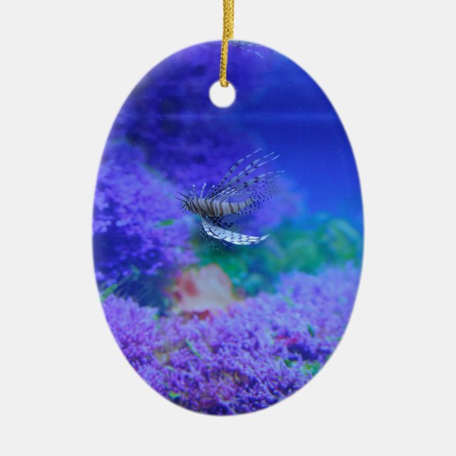 Lionfish Aquarium Fish Purple Pterois Zebrafish Ceramic Ornament (Front)