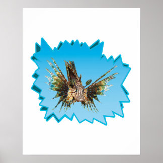 Lionfish on Iceblue * Starburst Cut Out |  Poster