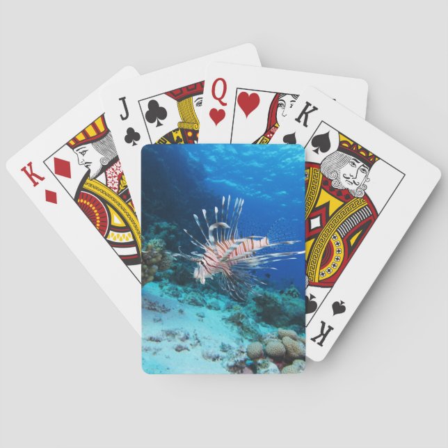 Lionfish or Pterois Miles, Ocean Reef Fish Playing Cards (Back)