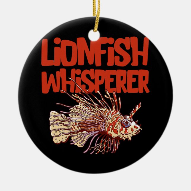 Lionfish Whisperer Sea Rock Diver Funny Lion Fish Ceramic Ornament (Front)