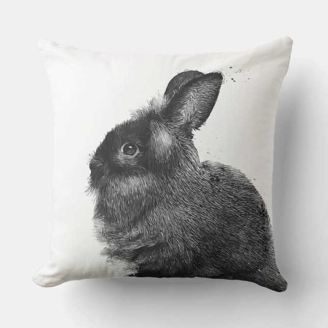 Lionhead Rabbit Throw Pillow (Front)