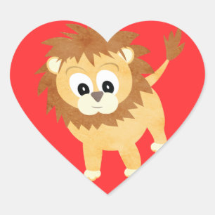 Lionhearted Baby Lion Cub Heart Sticker