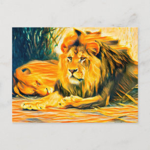 Lions at rest  postcard