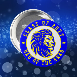 Lions Blue and Yellow Father of the Graduate 3 Inch Round Button