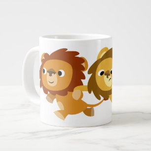 Lions caricaturaux mignons dans une Mug Jumbo hâti