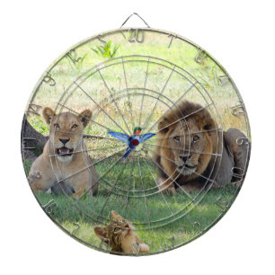 Lions. Cat and Hummingbird on the Jungle Dartboard