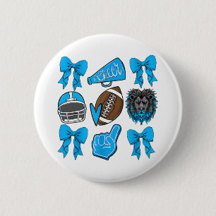 Lions Cheer Footll Game Day Coquette Lions Bow 2 Inch Round Button