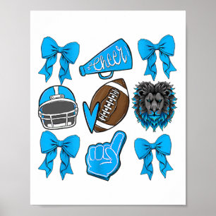 Lions Cheer Footll Game Day Coquette Lions Bow  Poster