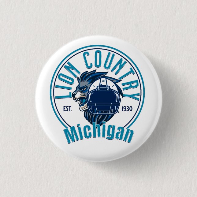 Lions country 1 inch round button (Front)