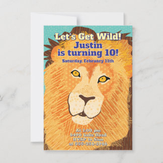 Lion's Face Birthday Invitation with Envelope