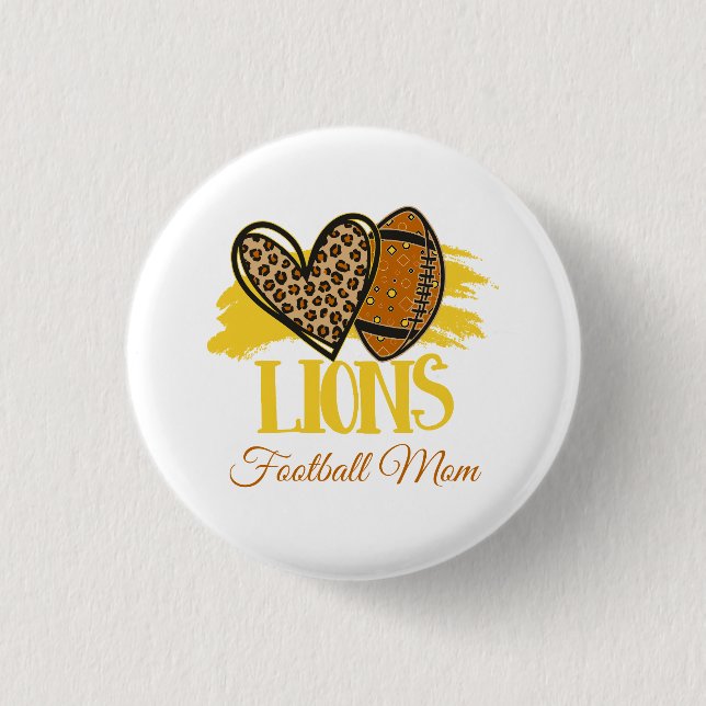 Lions Football Mom Button-Customizable  1 Inch Round Button (Front)