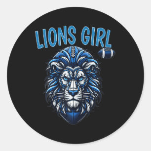 Lions For Girl Funny American Football Game Day Wo Classic Round Sticker