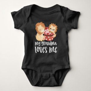 Lions 🦁 Gift for Grandchild - My Grandma Loves Me Baby Bodysuit