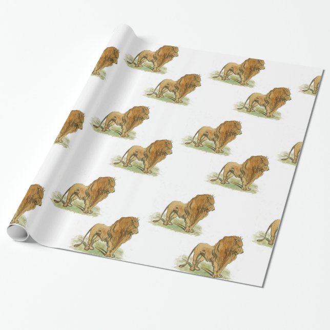 Lions Gift Wrap Medium Print (Unrolled)