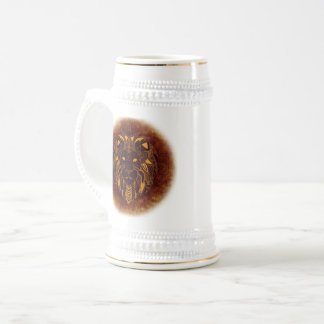 Lion's Head White/Gold 22 oz Stein