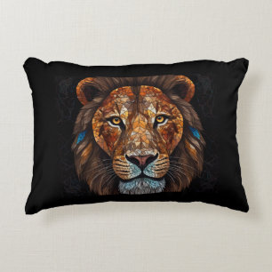 Lions head with mosaic stained glass effect accent pillow