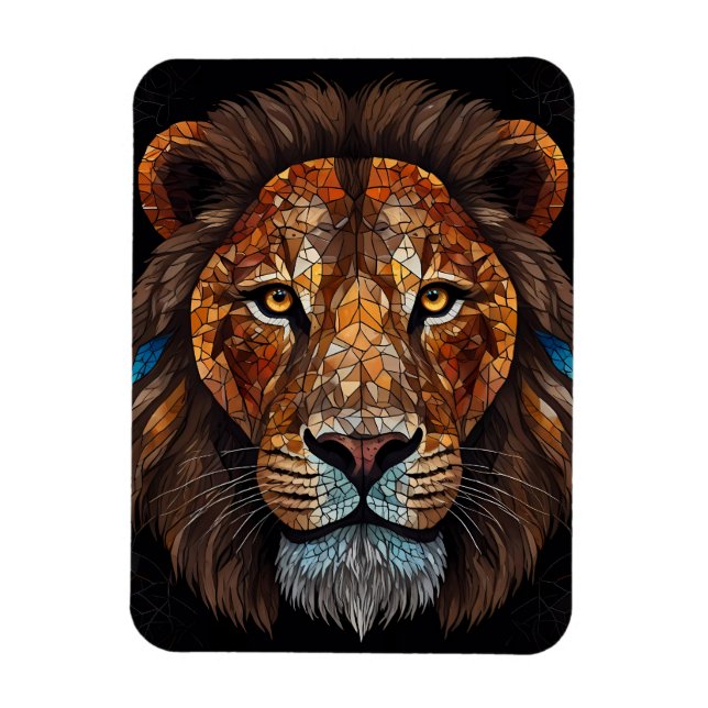Lions head with mosaic stained glass effect magnet (Vertical)