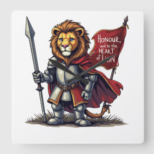 Lions heart square wall clock