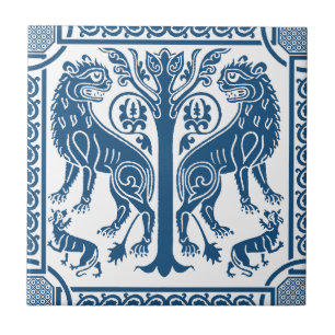 Lions médiévaux et carreaux en céramique