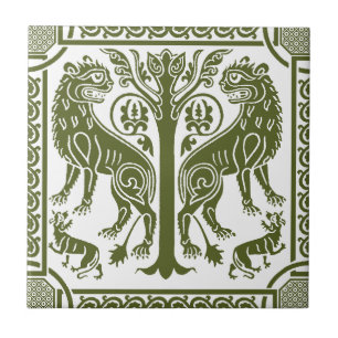 Lions médiévaux et carreaux en céramique