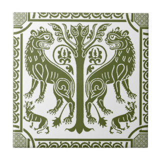 Lions médiévaux et carreaux en céramique