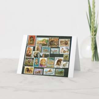 Lions on stamps card