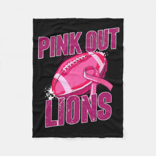Lions Pink Out Football Tackle Breast Cancer Fleece Blanket