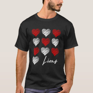Lions Pride Team School Spirit Red Hearts Group Sp T-Shirt