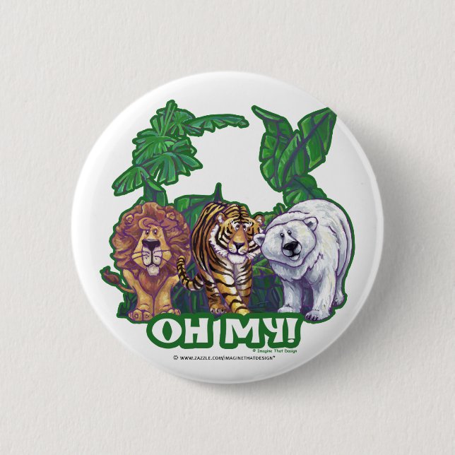 Lions Tiger Bears Oh My 2 Inch Round Button (Front)