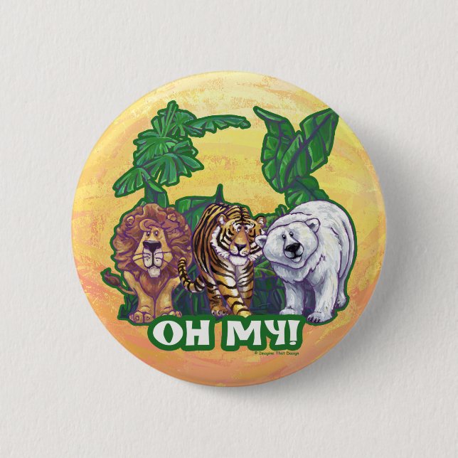 Lions Tiger Bears Oh My 2 Inch Round Button (Front)