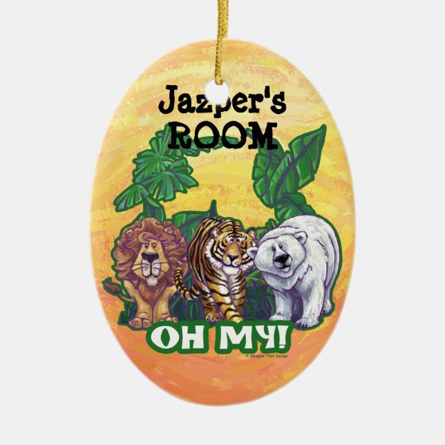 Lions Tiger Bears Oh My Ceramic Ornament (Front)