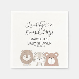 Lions Tigers & Bears Animal Baby Shower Napkins