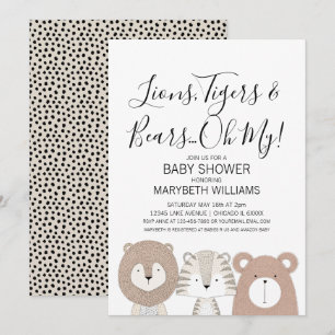 Lions Tigres et ours Baby shower animal Carte