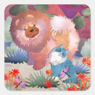 LIONZ AND DRAGONZ  square stickers