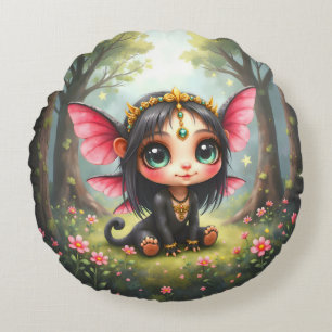 Liora – Keeper of Tiny Stars. Round Pillow