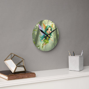Liora the Forest Sprite –Enchanted Fairy Companion Round Clock