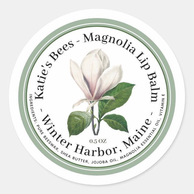 Lip Balm Label with Pale Pink Flower Illustration (Front)