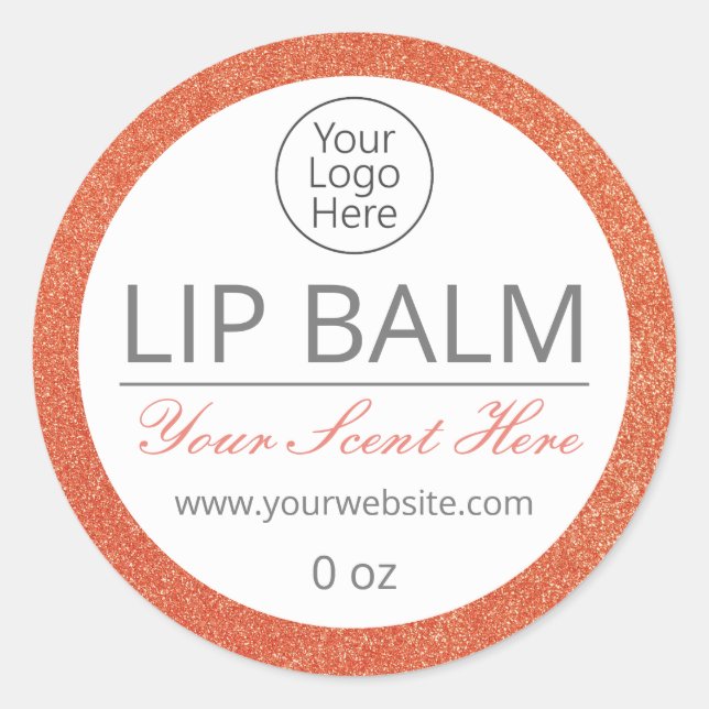 Lip Balm Labels Rose Gold Glitter Business Logo (Front)