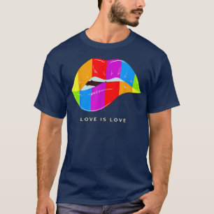 Lip Bite Gay Pride Rainbow Flag Drip Art LGBT Lesb T-Shirt