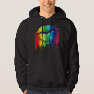 Lip Bite Gay Pride Rainbow Flag Drip Lgbt Lesbian Hoodie