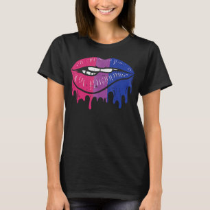 Lip Bite Retro Drip Art Lgbt Bisexual Colours Gay  T-Shirt