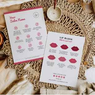 Lip Blush Aftercare Instructions PMU Instruction Business Card