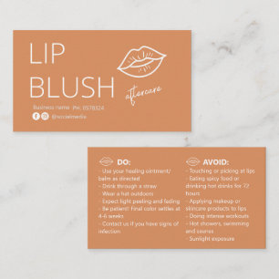 Lip Blush Tattoo Aftercare Advice Card