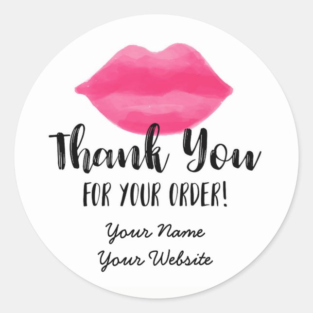 Lip Business Thank You Stickers, Lips, Lipstick Classic Round Sticker (Front)