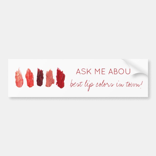 Lip colors swatches ruby red white promotional bumper sticker (Front)