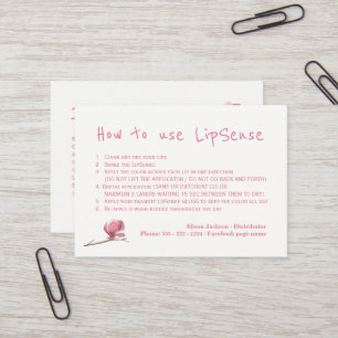 Lip colour distributor application instructions business card