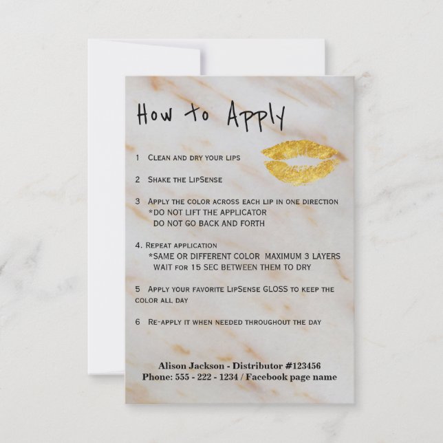 Lip colours distributor application instructions (Front)