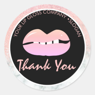  Lip Gloss Business Logo Marble Glitter Attitude Classic Round Sticker