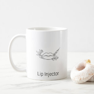 Lip Injector Line Art Aesthetic Nurse Floral Coffee Mug